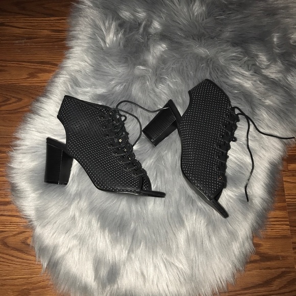 Shoes - Black Lace Up Booties SZ 10